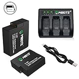 2 x Replacement Battery and 3-Channel Charger for GoPro Hero 5 Hero5 Black By Mibote (Compatible with v02.51, v02.00, v01.57 and All Future Updates)