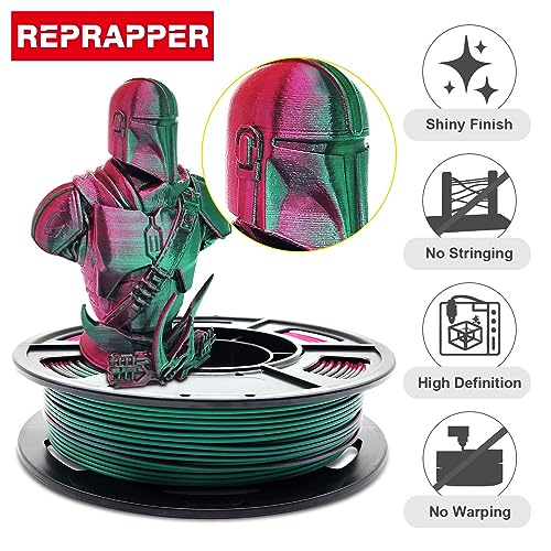 Reprapper 4X 250g Color Pack – Dual Color PLA Filament 1.75mm for 3D Printer & 3D Pen, Multicolour Filament, 4 x 250g Matte Red/Blue, Matte Purple/Green, Silk Red/Blue, and Silk Purple/Green
