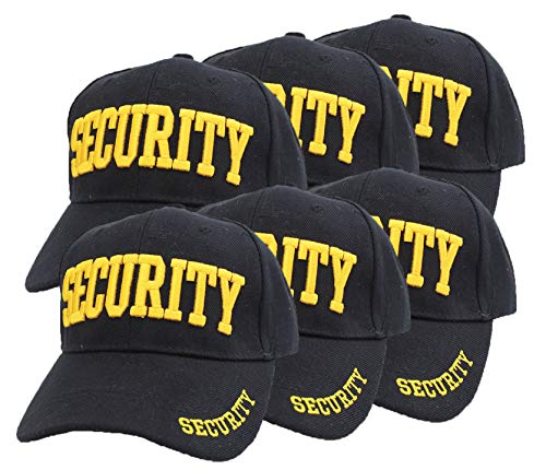 First Class Security Cap with ID On Front, Peak and Back (Gold Security ID) (6 Pack)