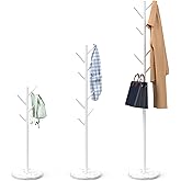 Heavy Duty Coat Rack with Natural Marble Base, Freestanding Metal Coat Stand with 8 Hooks, Modern Stable Coat Hanger Tree for