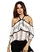 Verdusa Women's Spaghetti Halter Off The Shoulder Blouse Long Sleeve Shirt Tops White S