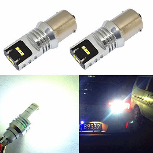 Alla Lighting 2200 Lumens Super Bright 6000K Xenon White LED Bulb High Power CSP Chipset 1156 7506 BA15S LED Lights Bulbs for Back Up Reverse Light Lamp Replacement