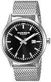 Akribos XXIV Men's AK901SSB Black Dial Silver-Tone Quartz Stainless Steel Mesh Bracelet Watch