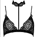 Women's Crop Tops Lace Choker Sheer Bralette Bustier Unpadded Bra Lingerie (M, Black)