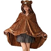 Cute Wearable Blanket Soft Cape for Adult Women Men Warm Cozy Hoodie Cute Animal Bear Cat Bunny Carpet Home
