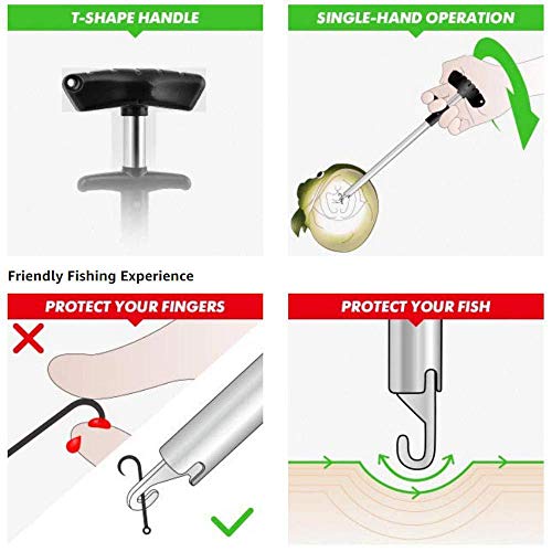 LonTime Easy Fish Hook Remover Tool - 2019 New Squeeze-Out Fish Hook Separator Tools, Portable Easy Reach Stainless Steel Fishing Hooks Extractor, Fast Decoupling, No Injury - Thumbnail 2