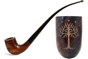 10.2''/26cm Long pear wood Tobacco Pipe with Tolkien, Magic Tree for 9mm Filter with Velvet Pouch Gift, Only for Tobacco Use
