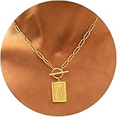 Moodear Gold Initial Necklace for Women – Chunky 14K Gold Plated A-Z Letter Pendant with Alphabet Necklace Thick Paperclip Chain & Toggle Clasp, Statement Trendy Initial Jewelry Gift
