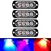 4PCS Ultra Thin Red&Blue 4LEDs Warning Emergency Caution light Flash Strobe Light Bar Surface Mount For Car Van Truck Jeep Pickup,Motorcycle