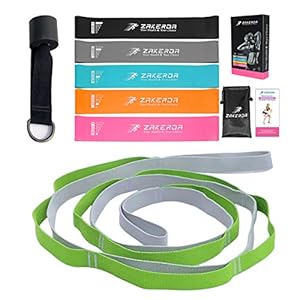Dressbar Yoga Set- 1 Yoga Strap with 12 Loops，Door Flexibility，5 Resistance Bands with Instruction Book