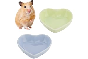 VTURBOWAY 2 Pcs Hamster Ceramic Food Bowl Anti-Turning Food & Water Dish for Hamster Gerbil Hedgehog Rat Rodent (Green and Purple)
