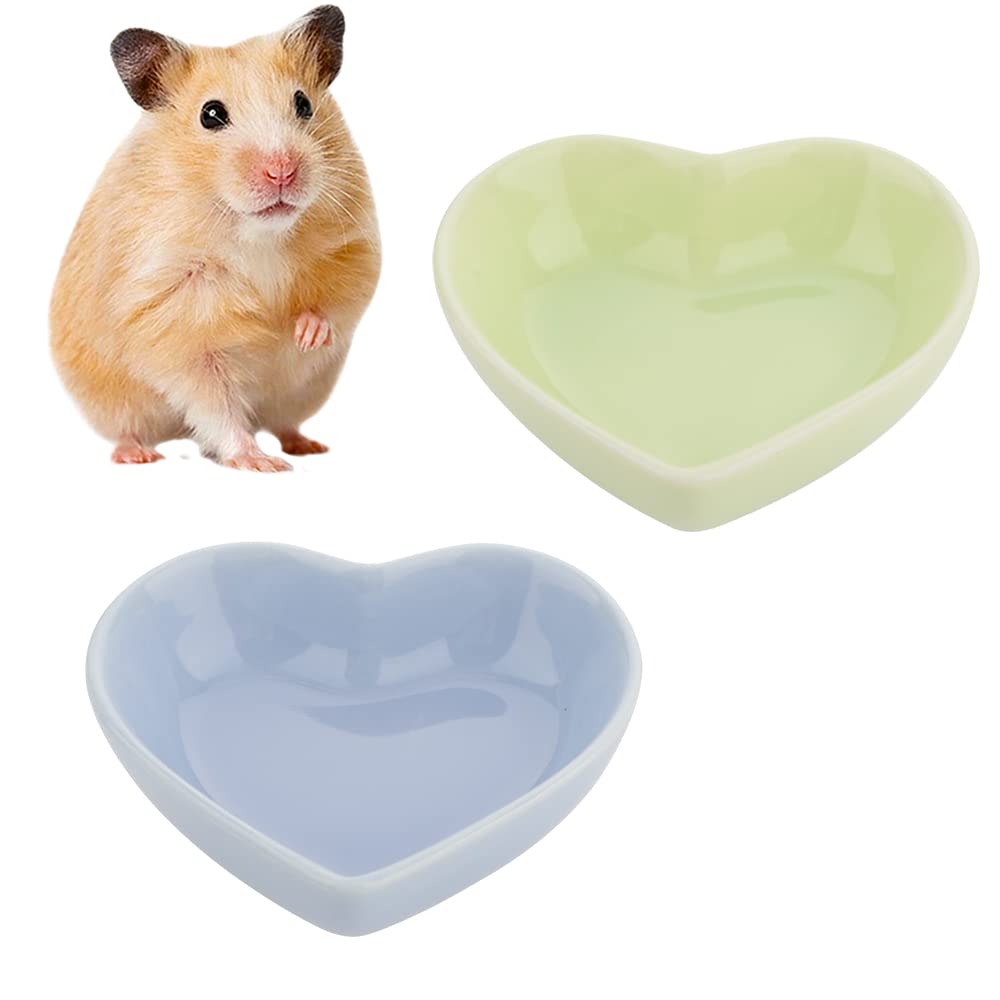 Photo 1 of 2 Pcs Hamster Ceramic Food Bowl Anti-Turning Food & Water Dish for Hamster Gerbil Hedgehog Rat Rodent (Green and Purple)