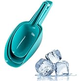 Set of 3 Ice Scoop, Plastic Kitchen Ice Scoop for Canisters or Ice Maker, Food Scoops for Canisters, Freezer, Flour, Dry Foods, Coffee Beans, Pop Corn, Pet Dog Cat Food (Blue)