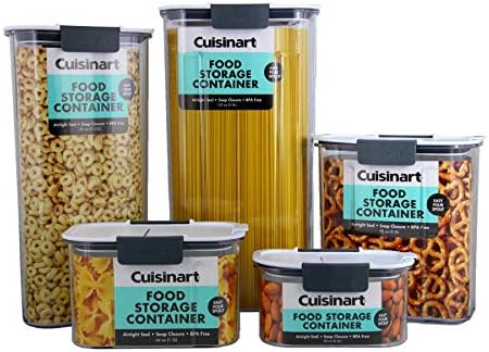 Cuisinart 食品保存容器セット 5個 Bpaフリー気密コンテナは食品を新鮮で安全に保持 パントリーやキッチンの整理に最適な食品保存容器 注ぎやすい注ぎ口付き