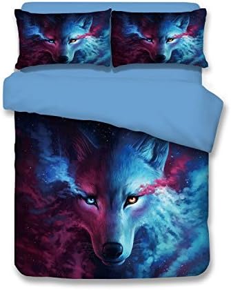 NOOS 3D Animal bedding set Wolf/panda/wolf 3/Peacock 4-Piece Comforter Set, Twin Full/Queen King Size