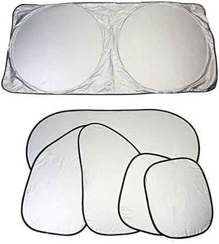 Mosa Store Car Windshield Sun Shade Set-Strong Solar Reflective Silver Keep Vehicle Cooler,Block UV Rays (L, 6 PCS)