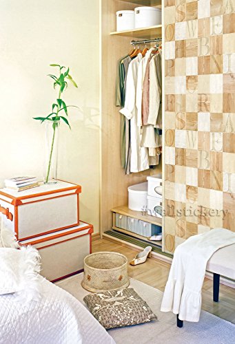 Wallstickery wood letters prepasted wallpaper paper for wall stickers self adhesive removable peel and stick pattern design DIY interior decorating home kitchen WS-HWP-21614 1.64 ft by 9.84 ft
