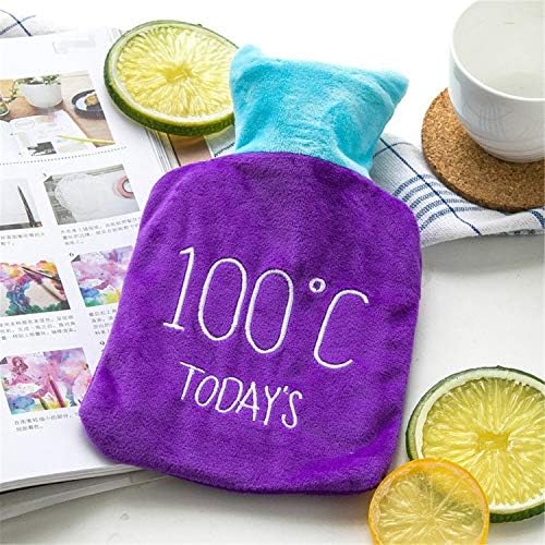 SUWIN Mini Water-Filled Explosion-Proof Embroidered Hot Water Bottle, Colorful Plush Jacket, Winter Student Girl Hand Warmer