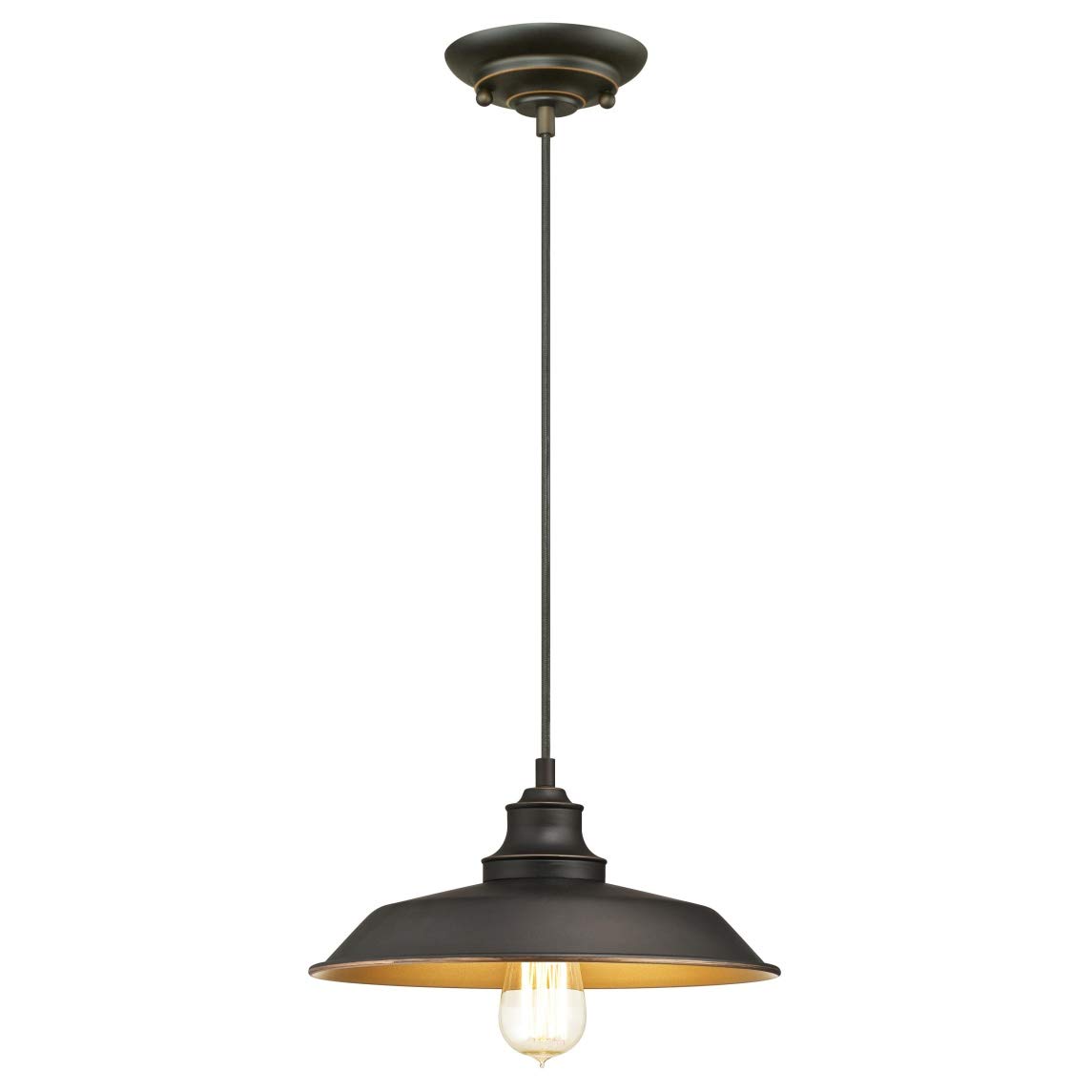 63447 Iron Hill One-Light Indoor Pendant, Oil Rubbed Bronze Finish with Highlights
