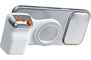 Zyyini Magnetic Phone Camera Grip, 2 Stage Mechanical Shutter Buttons with Zoom Dial and Lens Switch, Detachable BT Remote fo