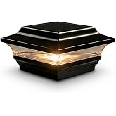 Classy Caps 4x4 Imperial Solar Post Cap - Fits 3.5"x3.5" and 4"x4" Deck &amp; Fence Posts - Black Cast Aluminum - Warm and Cool Light Modes