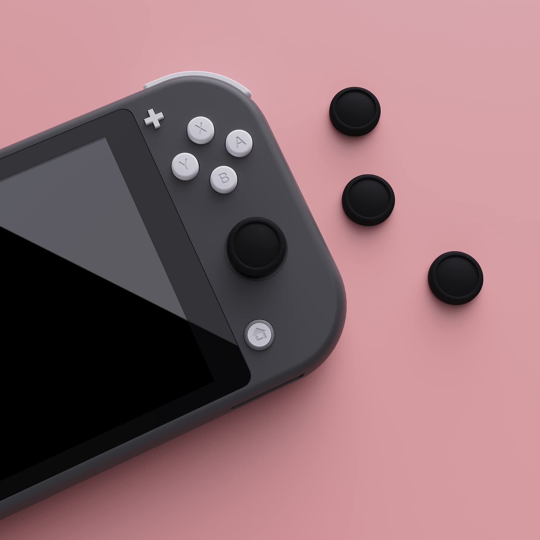eXtremeRate PlayVital Switch Thumb Grip Caps, Joystick Caps for Nintendo Switch Lite, Silicone Analog Cover Thumbstick Grips for Switch OLED Joycon - Black