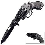 6 Shooter Revolver Pistol Trigger Assisted Knife - Black