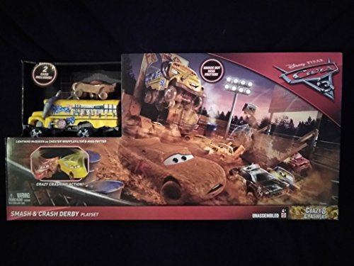 Disney Pixar Cars 3 Crazy 8 Crashers Smash & Crash Derby Playset With 2 Cars Included Lightning McQueen As Chester Whipplefilter & Miss Fritter New In Unopened Box