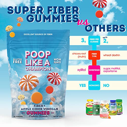 Poop Like a Champion Apple Cider Vinegar Gummies Fiber Gummies for