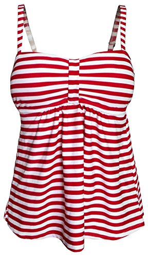 Gabrielle-Aug Women's Classic Stripe Tankini Top Swimsuit(FBA) (16, Red) Gabrielle-Aug Women's Classic Stripe Tankini Top Swimsuit(FBA) (16, Red)