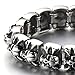 COOLSTEELANDBEYOND Heavy and Study Mens Stainless Steel Biker Skull Bracelet Silver Black Two-Tone Polished