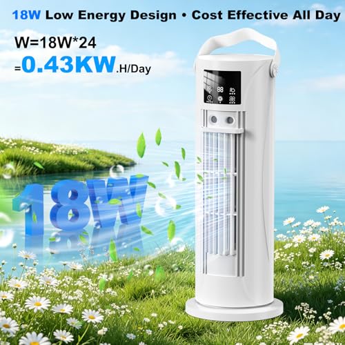 Portable Air Conditioner - 3 Speeds & Storm Mode & Mist Spray, Tower Cooling Fan with Timer, Evaporative Air Cooler 120° Oscillation for Home, Office, Bedroom - Portable AC Standing Fan