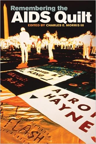 The cover of Remembering the AIDS Quilt. There is an image of the AIDS quilt spread out in Washington DC on the cover. 