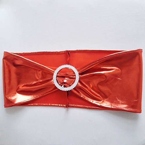 50PCS Spandex Chair Sashes Bows Elastic Chair Bands With Buckle Slider Sashes Bows For Wedding Decorations (Metallic Red) - Thumbnail 2