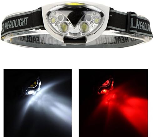 1 Set Portable Headlight 1200 Lumen 6 LED Flashlights Headlamp 3 Modes White Red Headlights Ultra Xtreme Tactical Bright Light Outdoor Running Hiking Hunting Fishing Camping Cycling Lights Color Black