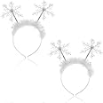 Oarkive 2pcs Glitter Snowflake Headband Head Boppers Snowflake Hair Accessories for Girls Women Christmas Holiday Boppers Girls Christmas Accessories