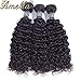 Amella Hair Brazilian Curly Virgin Hair Weave 3 Bundles with 4X4 Lace Closure 8A Brazilian Kinky Curly Hair Weave Bundles Natural Color(12 14 16+10Free Part Closure)
