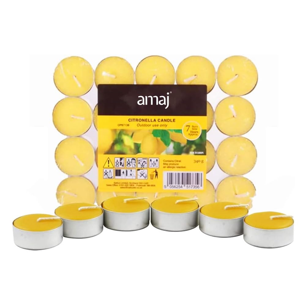 OnlineStreet Scented Tealight Votive Candles Pack - Wax Tarts in Different Assorted Refreshing Fragrances with 8 Hours Burning Time (Citronella Tealights)