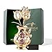 Matashi Beautifully Crafted Tulips in A Vase Table Top Ornament Dipped in 24k Gold Plating Made with Genuine Crystals (Hummingbird, Clear Crystal)