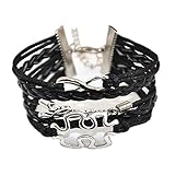 ACUNION™ Handmade Puzzle Piece JigSaw Puzzle Infinity Leather Bracelet for Women Girl (All Black)