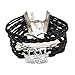 ACUNION™ Handmade Puzzle Piece JigSaw Puzzle Infinity Leather Bracelet for Women Girl (All Black)