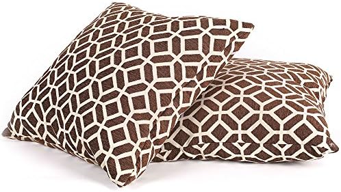 Studiochic Deco Cushion 2P, Throw Pillow 2P + Cushion Covers 2P for Home Sofa, Brown, 20 x 20 inches