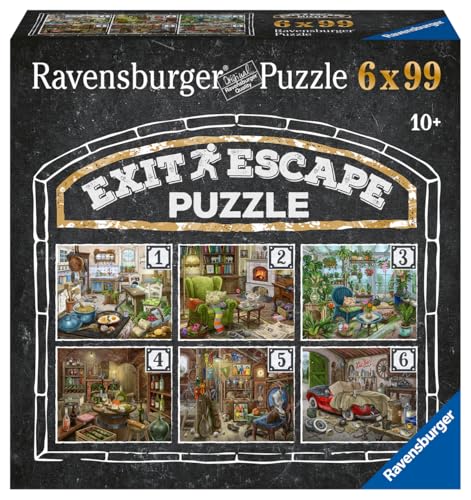Ravensburger Escape Puzzle 99 p (6 x 99 p), Il maniero infestato, La casetta spettrale pezzi Exit adulti e bambini a partire dai 10 anni in su, 80575