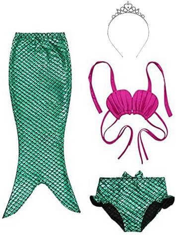 Aistore 4 Pcs Girl's Fish Tail Sea-Maid Tankini Marmaid Swimwear Swimsuit Costume