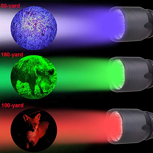 Blood Tracking Light for Deer Hunting Accessories UV Green Red Flashlight with 18650 Battery