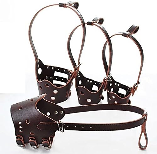 Dog Leather Muzzle Pet Training Snout Muzzle Mask Covers Dog Muzzle For Chewing Barking (M)