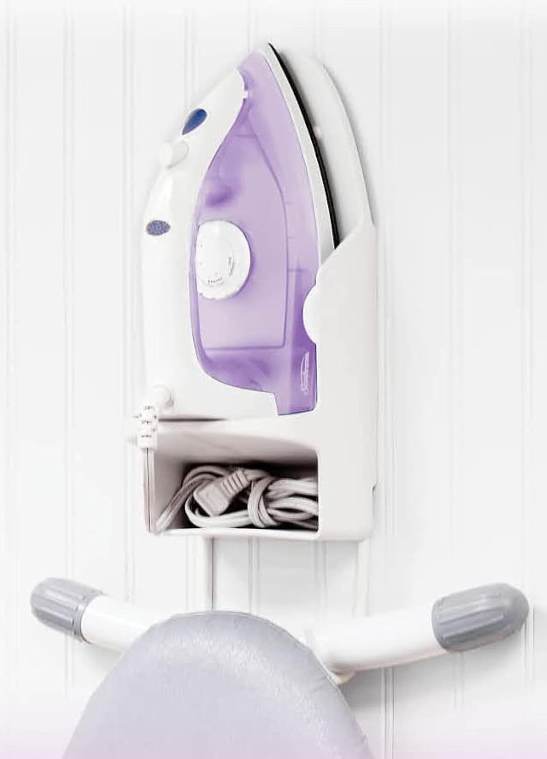 Wall Mount Iron and Ironing Board Organizer Laundry Room Storage Fits Smaller Irons Easy Assembly White