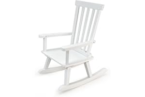 Hngilkoo Kids Rocking Chair for Toddler and Small Baby Wooden Comfy Rocker Furniture Indoor Cozy Recliner for Bedroom Living Room Lounge Outdoor White