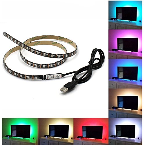 LED TV Backlight OSKE USB Waterproof Light Strip 100CM DIY Lighting Strip Kit 5V 60 PCS Leds 5050 RGB Color Changing Lights
