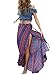 BerryGo Women's Boho High Waist Split Printed Ruffled Mermaid Loose Wrap Cotton Summer Beach Long Maxi Skirt